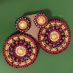 Bright Beaded Statement Earrings